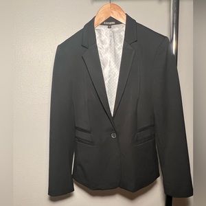 Express black blazer with polka-dotted interior lining. Two sizes available!